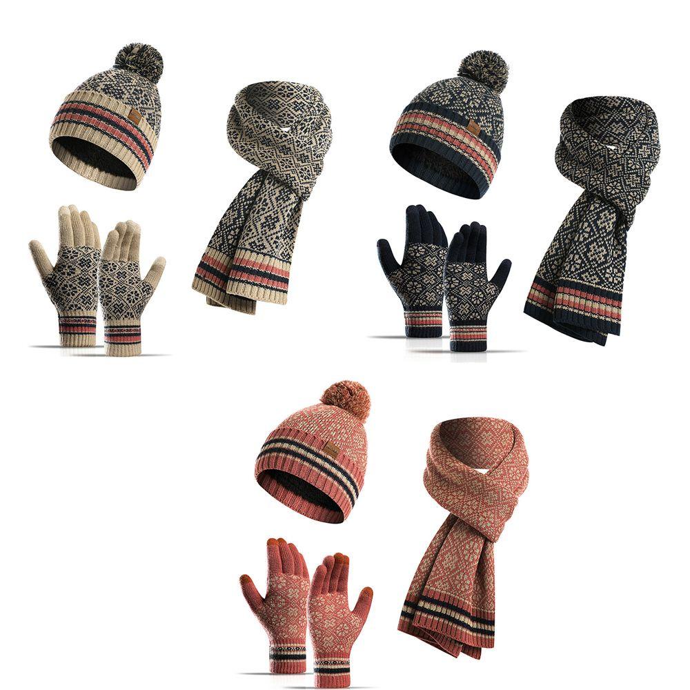 Set Mũ beanie Kèm Găng Tay Và Găng Tay Cảm Ứng Thời Trang Mùa Đông Cho Nữ