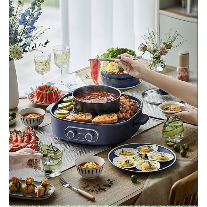 Nồi Lẩu Nướng 2 In 1 BEAR DKL-B17C1 Chống Dính Mẫu Mới Nhất, Hàng Chính Hãng- Bảo Hành 12 Tháng