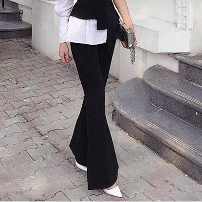 Quần ống loe nữ cạp, lưng cao co dãn hack dáng soah TN1368 màu đen size M
