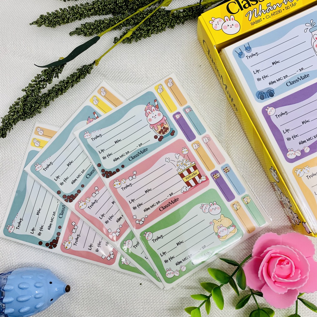 Nhãn Vở Có Keo Dán Sẵn CLASSMATE Rabbit Chất Liệu Giấy Bóng Nổi Bật, Bám Dính Tốt 15 Cái/Túi CL-NT230