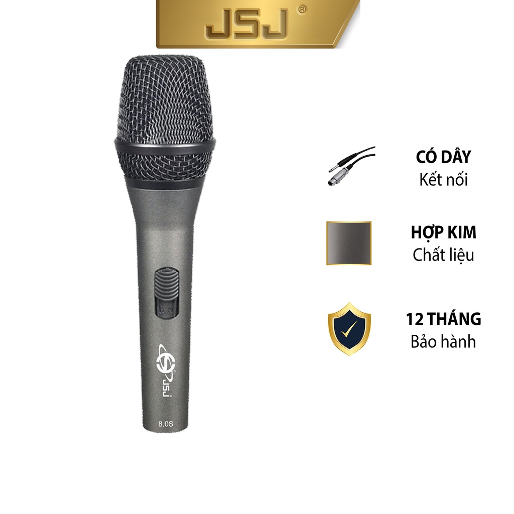 Micro karaoke có dây JSJ GL-8.0S thiết kế lưới tản nhiệt cổ điển, giảm tạp âm, chống nhiễu, thân kim loại được phủ nhám