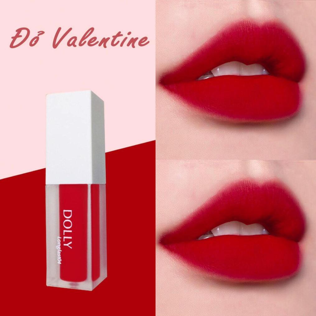 [Đỏ Valentine] - Son Kem Lì Không Chì Dolly Màu Đỏ Valentine Tách Set longlast04