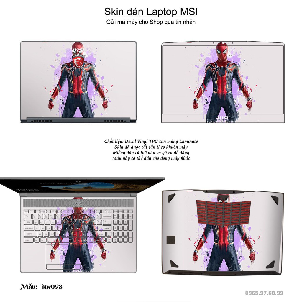 Skin dán Laptop MSI in hình Inifinity War (inbox mã máy cho Shop)