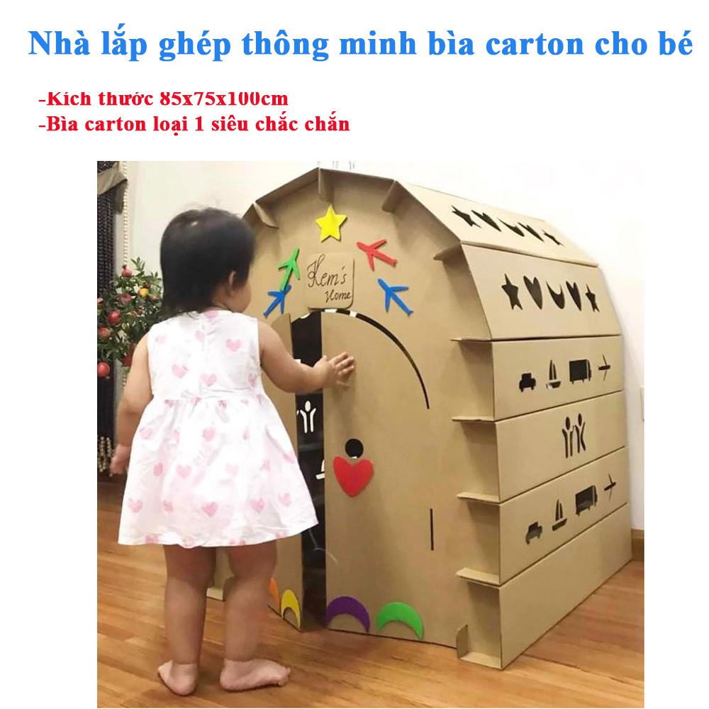Ngôi nhà đồ chơi bìa carton loại 1 lắp ghép thông minh cho bé - An toàn cho sự phát triển của trẻ