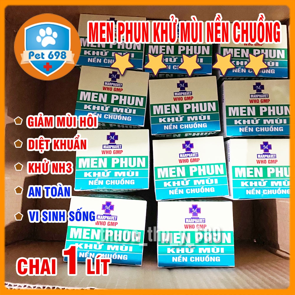 1 lít MEN PHUN KHU MÙI NỀN CHUỒNG giảm mùi hôi chuồng trại, giúp nền chuồng khô ráo, vật nuôi khỏe mạnh