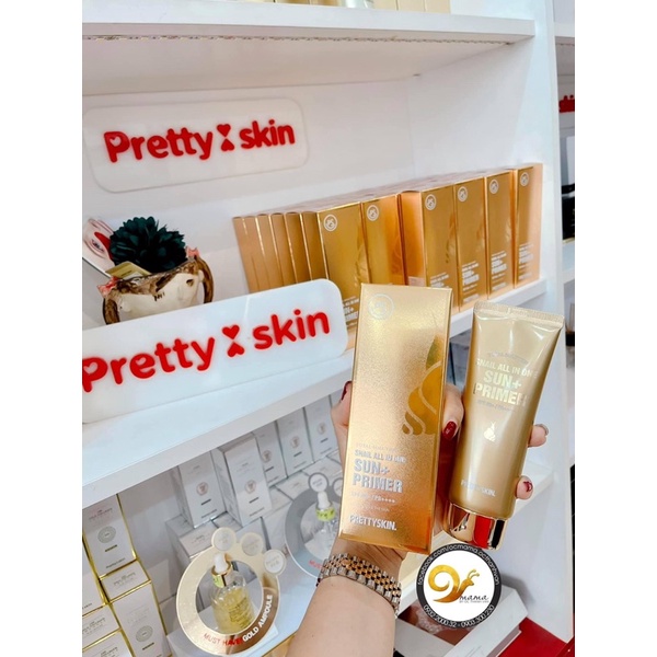 (Tặng ngay 5 mask) Chống nắng thủy tinh phiên bản mới   SUN & PRIMER Snail All in One PRETTY SKIN