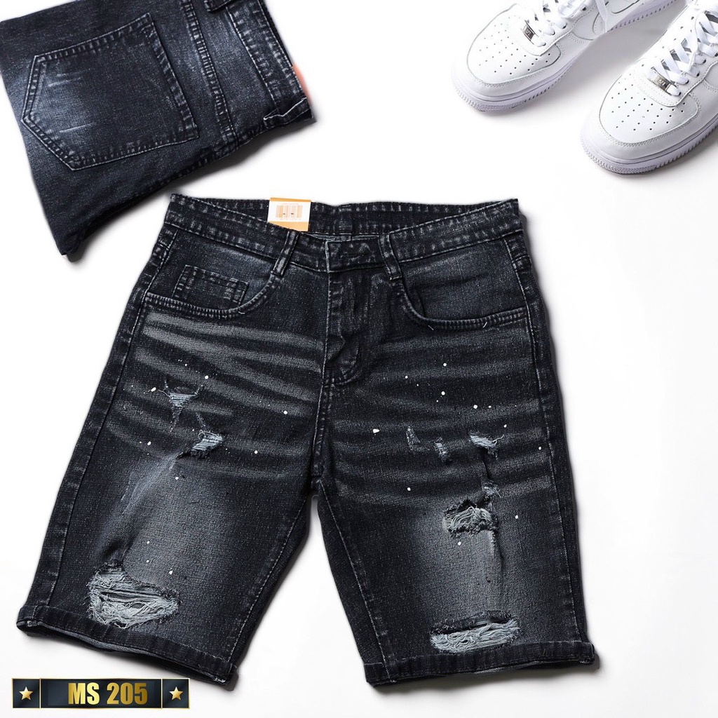 Quần ngố rin nam màu đen rách co giãn chất bò OBOKFASHION dễ phối đồ cao cấp phong cách hàn quốc QJN205