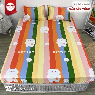 Bộ Ga Gối 4 Món Cotton Polly In Hình 3D, bộ chăn ga 4 món ,chăn ga giá rẻ drap bo chun in họa tiết H&T Chăn Ga Gối