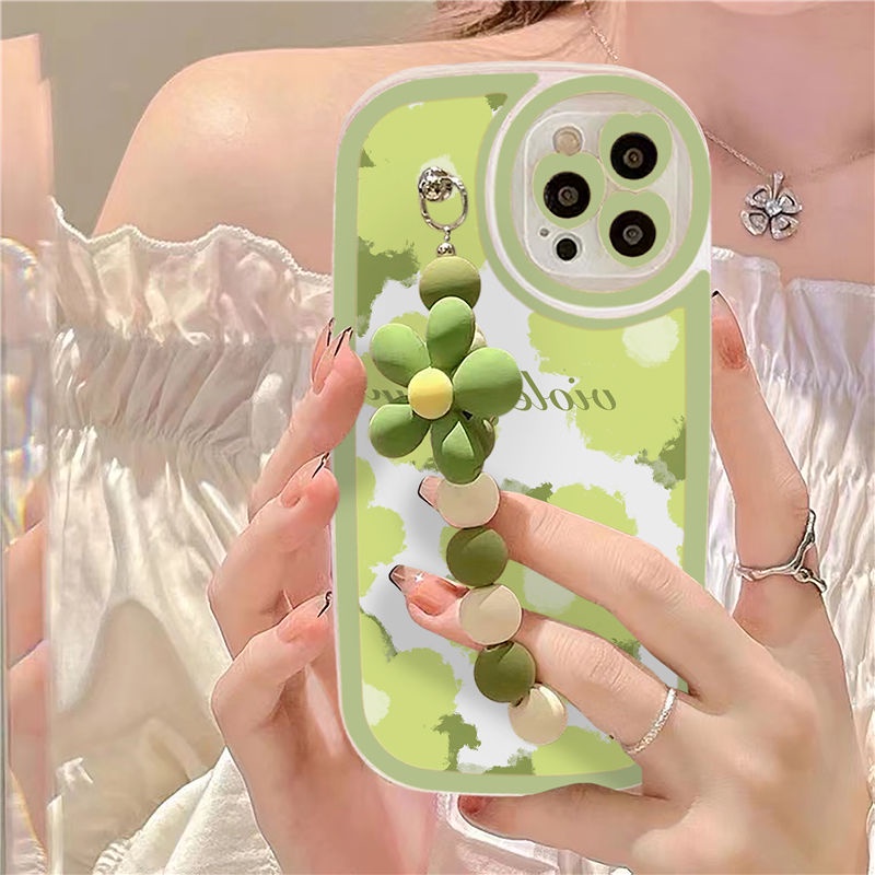 Ốp Điện Thoại Silicon Mềm Hình Hoa Có Dây Đeo Tay Cho iPhone11 12 XR XS 7plus 8 6s 13promax