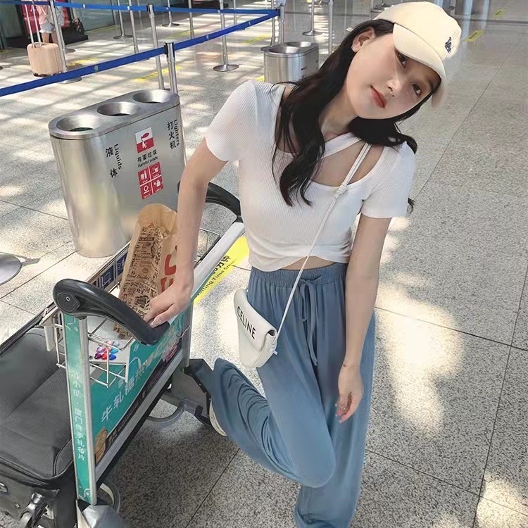 SUXI Áo Dệt Kim Tay Ngắn Dáng Ôm Dễ Phối Đồ Thời Trang Mùa Hè Phong Cách Hàn Quốc Cho Nữ