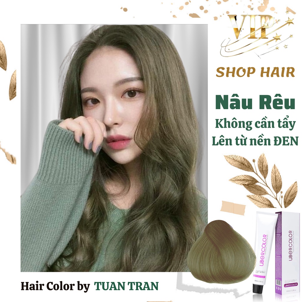 Thuốc nhuộm tóc xanh rêu, màu nhuộm tóc lên từ nền đen không tẩy, tặng kèm găng tay và trợ nhuộm siêu dưỡng | Shop Hair