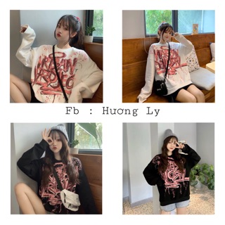 Áo nỉ dài hoạ tiết