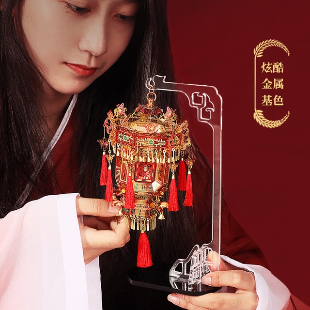 📌 Mô hình lắp ghép kim loại 3d 🏮🏮 Đèn Lồng May Mắn tặng kèm đèn