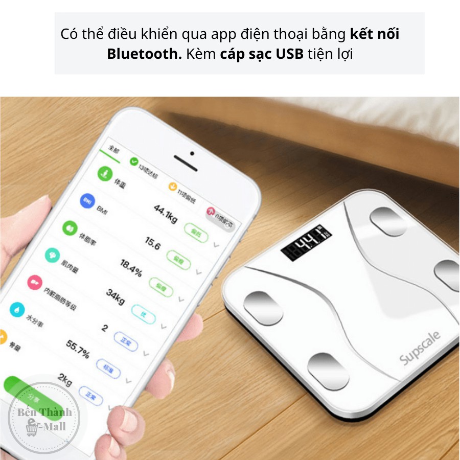 ✈️ [Freeship] Cân điện tử Supscale đo 8 chỉ số sức khoẻ [Kết nối bluetooth]