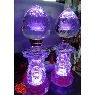 Bộ Đèn Thờ Đào Pha Lê Cao Cấp Cao PL407Đ