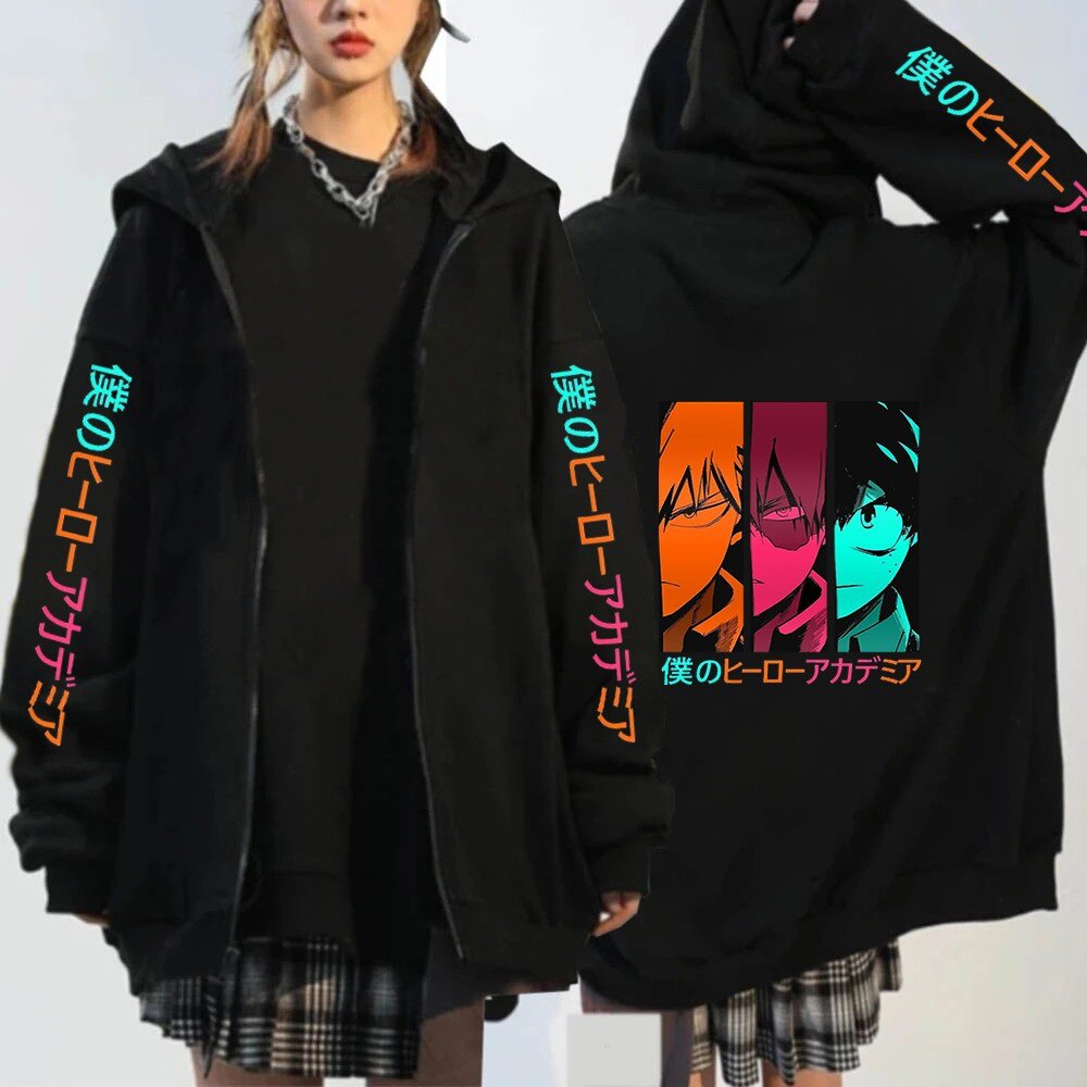Áo Khoác Hoodie Có Khóa Kéo In Hình Anime My Hero Academia Bakugo Hawks Katsuki Bakugou Kirishima