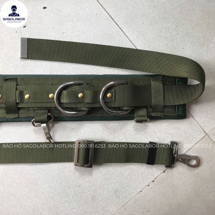HC113C - HARU Nhật Bản - Dây đai an toàn điện lực bảo hộ lao động - Gồm Dây đai bụng và dây quàng thừng 2 móc xoay
