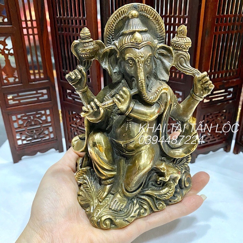 Tượng Thần Voi Ganesha phong thủy bằng đồng