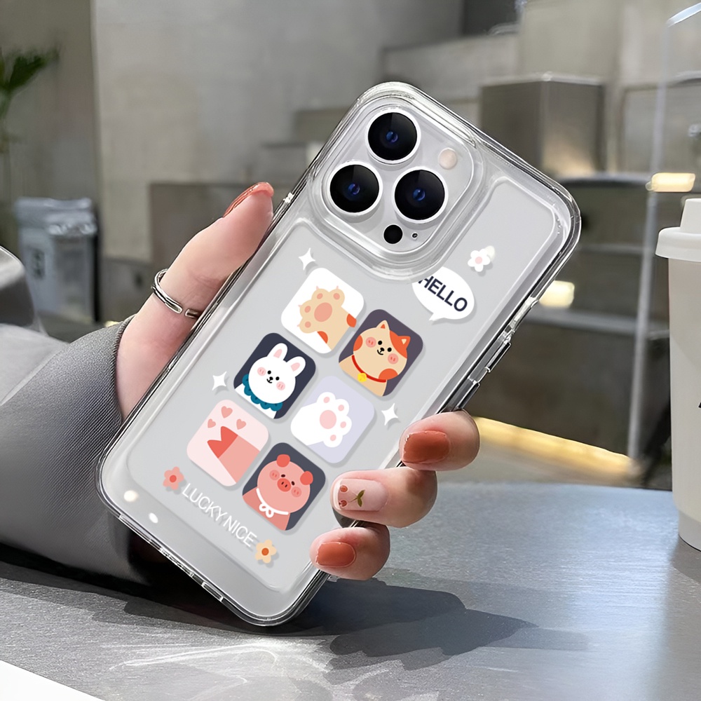 Ốp Điện Thoại Trong Suốt Họa Tiết Động Vật Hoạt Hình Cho iphone 14 Pro Max Plus 13 11 12 7Plus X XR XS Max 7 8 SE 2020