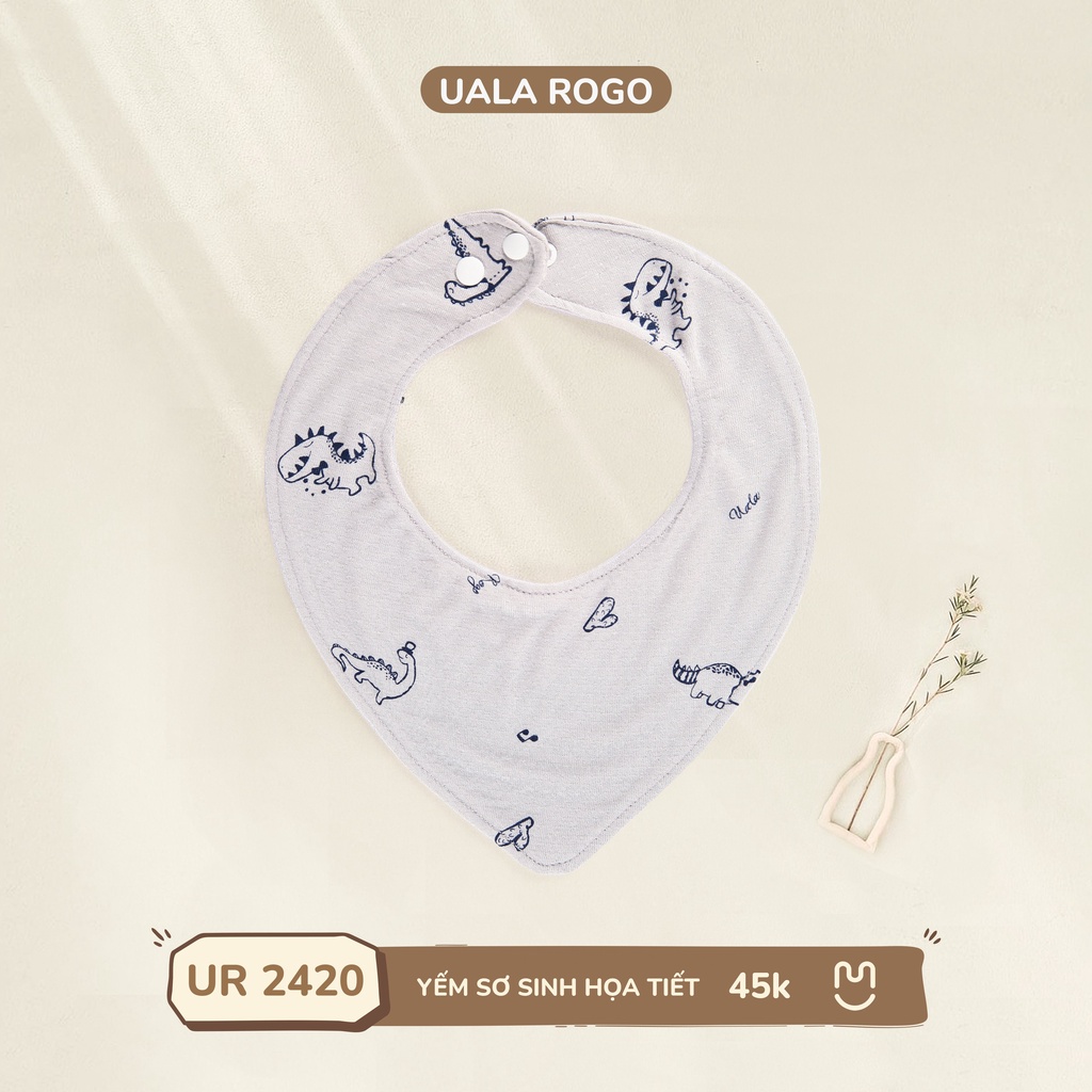Yếm tròn 2 cúc Uala &amp; Rogo sợi tre kín cổ ăn dặm, ấm cổ cho em bé [ UalaRogo ]