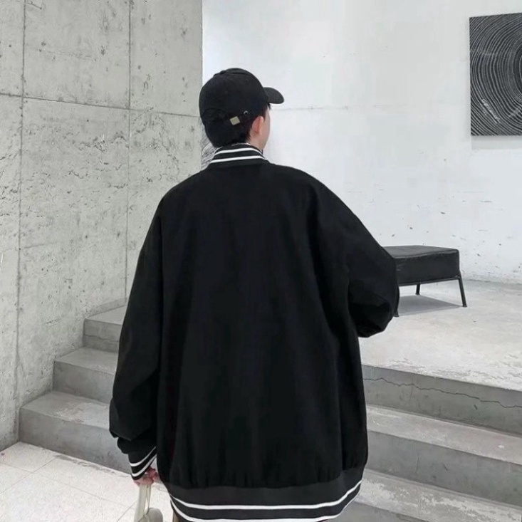Áo khoác bomber unisex ⚡ 𝐂𝐨́ 𝐕𝐢𝐝𝐞𝐨 -  𝐀̉𝐧𝐡 𝐓𝐡𝐚̣̂𝐭 ⚡ Áo bomber bóng chày H8-08 chất kaki d