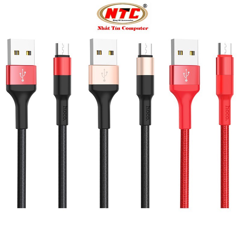 Cáp sạc microUSB Hoco X26 2A dài 1M - dây bọc dù (Hỗ trợ sạc nhanh và truyền dữ liệu) - Hãng phân phối chính thức