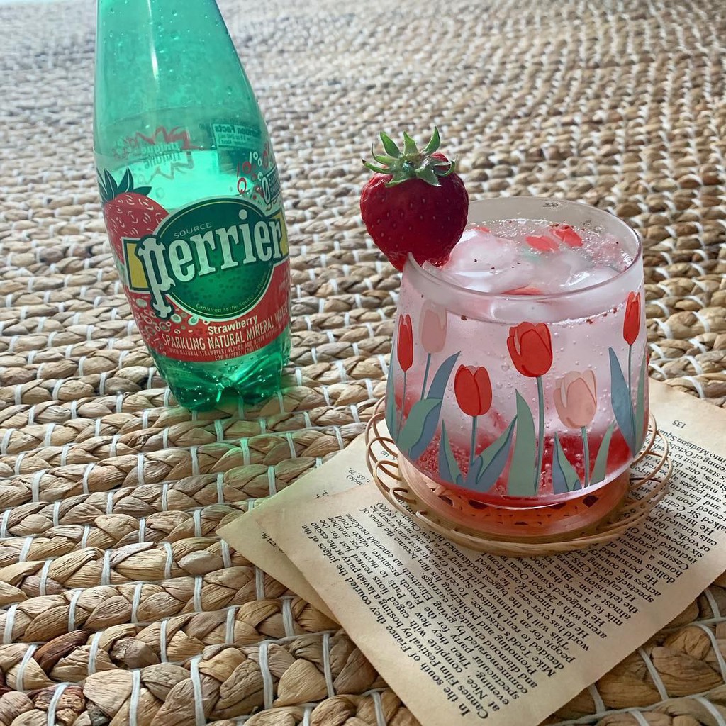 Cốc Ly Thủy Tinh Tulip Uống Trà Sữa và Trang Trí In Hình Hoa Tulip