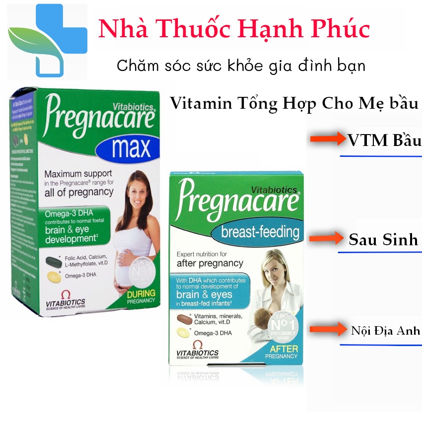 Vitamin Tổng Hợp Bầu của Anh Pregnacare Max 84v và Pregnacare Sau sinh