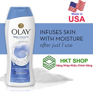 [USA] Sữa tắm Olay Daily Exfoliating With Sea Salts 650ml (Muối biển - Tẩy tế bào chết vượt trội) [Made in USA]