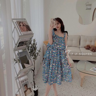 Váy hoa hai hai dây 3 tầng