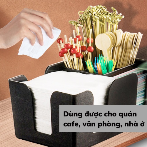 Khay đựng đồ đa năng 6 ngăn tiện lợi đựng khăn giấy thìa đũa ống hút dành cho quán cafe văn phòng nhà ở bảo hành 1 đổi 1
