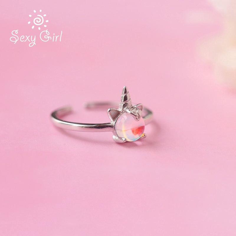 Nhẫn hở phối hình kỳ lân đính pha lê thời trang quyến rũ Hàn Quốc cho nữ