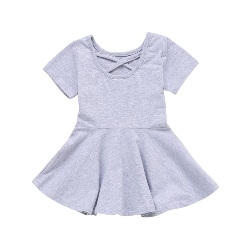 Đầm cotton màu trơn cho bé gái