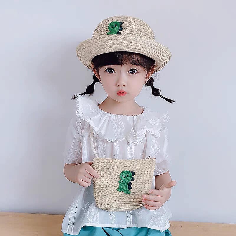 Set mũ túi cói gắn hình khủng long cho bé Giá Rẻ