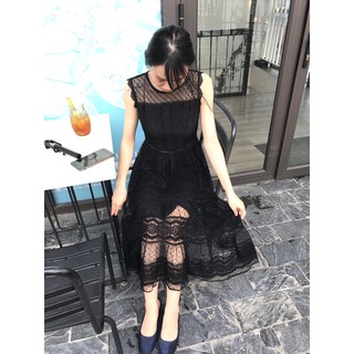 Đầm nữ đẹp 💗FREESHIP💗 Váy đen sát nách lưới ren tầng