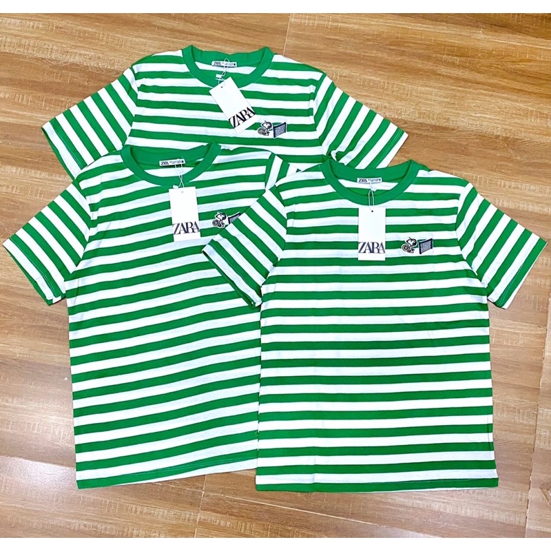 ÁO THUN SỌC XANH LÁ THÊU SNOOPY