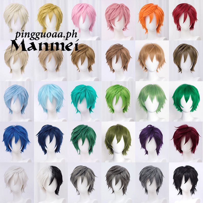 Manmei Wig 30CM Universal Cos Upturned Short Hair Practice Hand Heat Resistant Synthetic Hair Cosplay Wigs