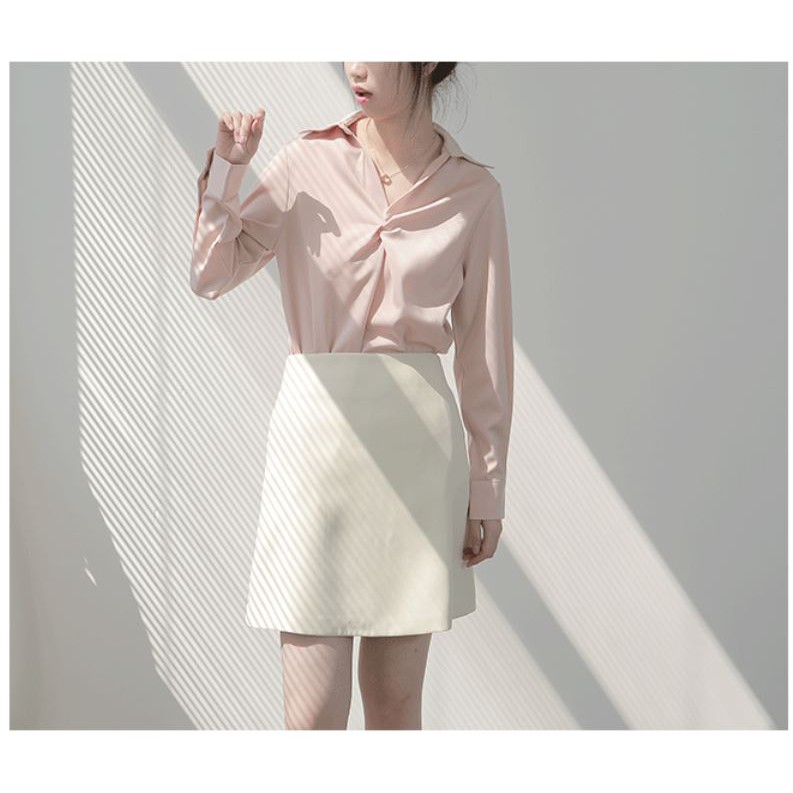 Áo sơ mi nữ công sở cổ xoắn satin phong cách