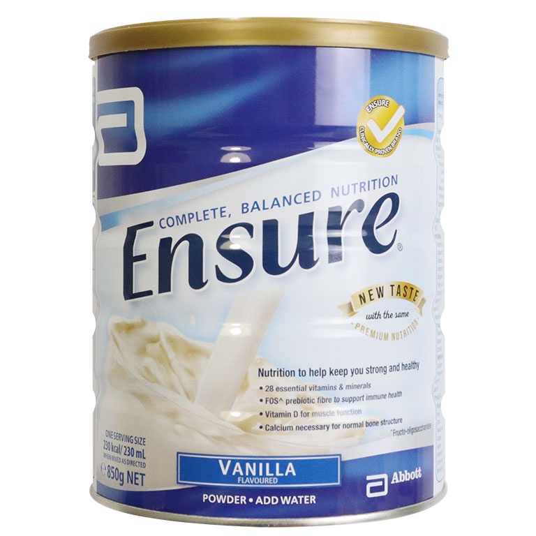 Sữa Ensure Abbott Hương Vanila 850g Của Úc Cung Cấp Dinh Dưỡng Chất Lượng, Bảo Vệ Sức Khỏe Toàn Diện