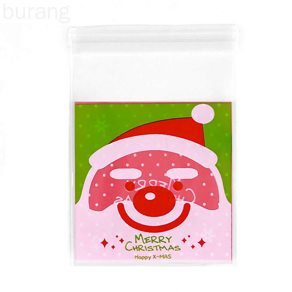 Set 100 túi nhựa trong suốt đựng thực phẩm họa tiết giáng sinh
