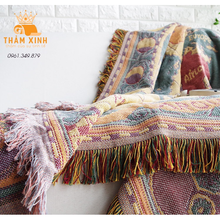 [SIZE LỚN] Khăn Thảm Trải Sofa Chống Bụi Bẩn - Trang Trí, Thảm Sofa Họa Tiết Thổ Cẩm