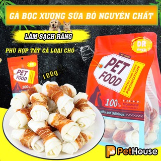 Xương gặm sạch răng cho chó vị thịt gà cuộn sữa bò nguyên chất Dr.Dingo ( 100g )