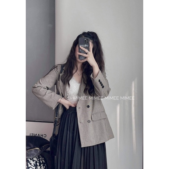Áo Blazer vest kẻ mimee