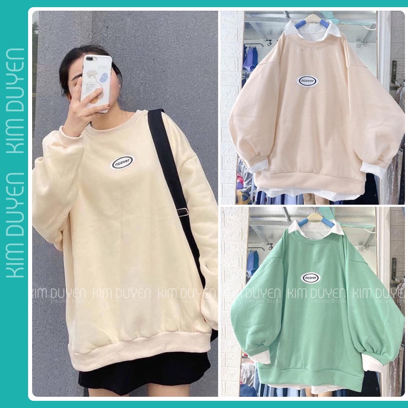 Áo Sweater In Chữ NCOVER Áo Sweater Tay Bồng Chất Nỉ Ngoại Dày Dặn Form Rộng Freesize Unisex Ảnh Thật | BigBuy360 - bigbuy360.vn