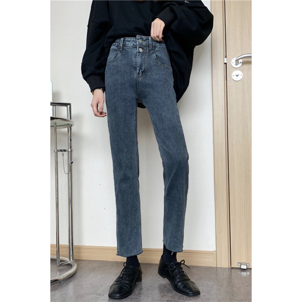 Quần jean nữ ☘ quần bò ống rộng lưng cao Quảng châu cao cấp Trueha store + mã 01