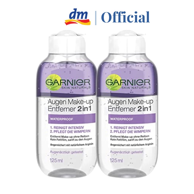 Nước Tẩy Trang Mắt Môi Garnier Augen Make Up Entferner 2 in 1, 125ml Pháp