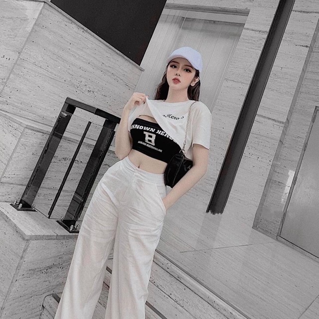 Sĩ set áo croptop ngoài và áo ống trong {video& hình chụp thật} | BigBuy360 - bigbuy360.vn