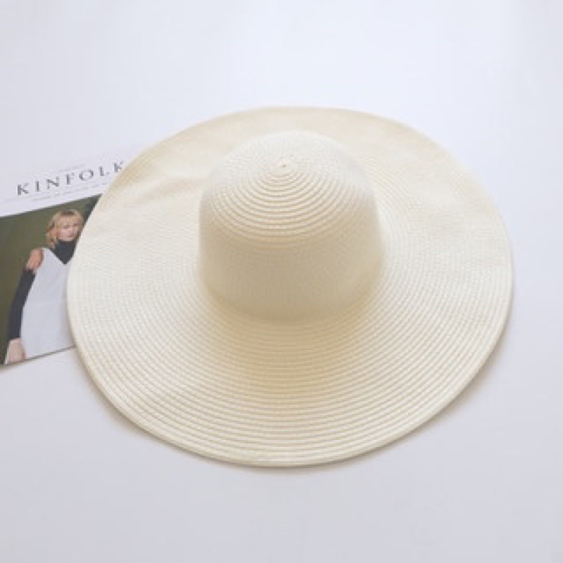 Mũ cói (Nón cói) vành đại 48cm trơn đi biển chất đẹp dày ( SH22)