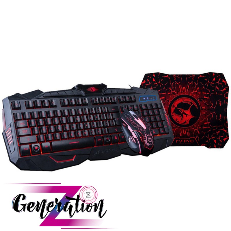 COMBO PHÍM + CHUỘT + BÀN DI CHUỘT MARVO (KM400+G1) - KEYBOARD MOUSE + MOUSEPAD LED MARVO (KM400+G1)