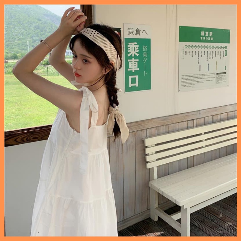 Váy babydoll 2 dây buộc nơ vai, Đầm 2 dây babydoll buộc nơ vai MÂY_1989